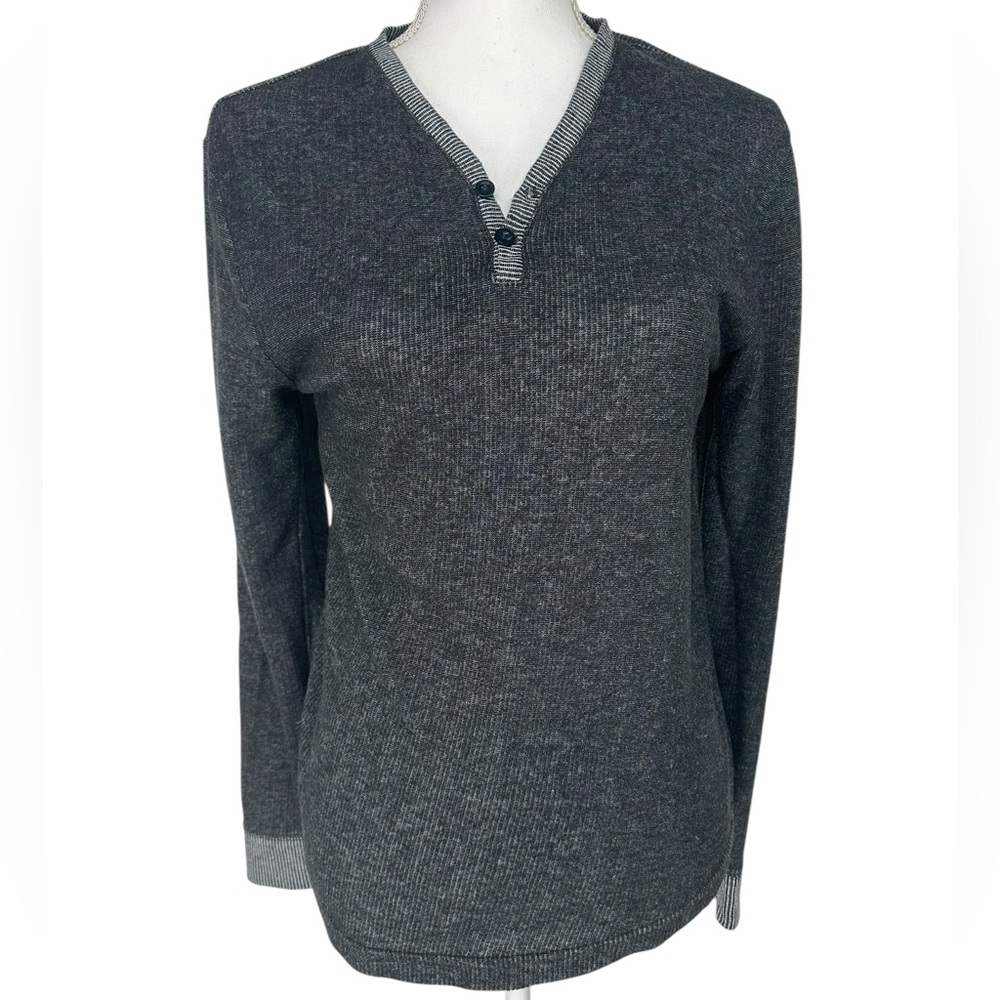 BDG / Black & Gray Henley Sweater / Medium / Indie Rock Hipster Emo Preppy